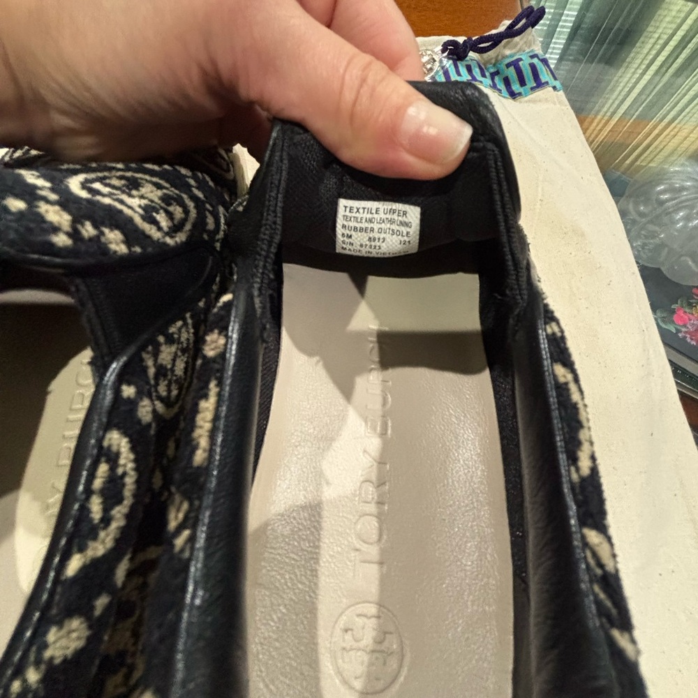 Tory Burch Black and Cream Slip-On Sneakers - Picture 11 of 13